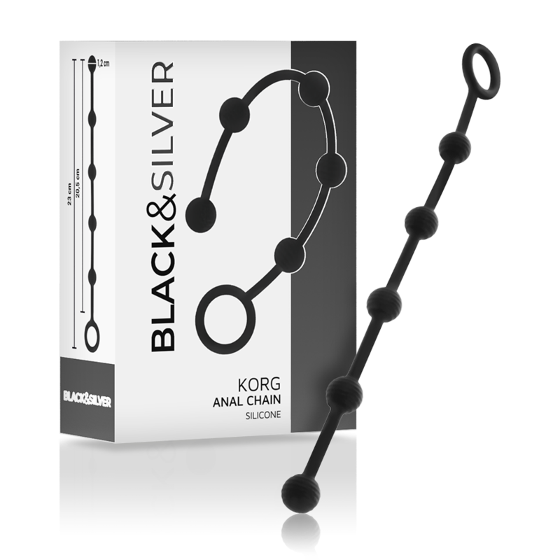 Black&Silver Korg Anal Rosary i silikon 21 cm