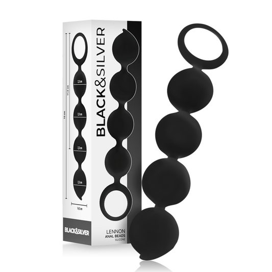 Black&Silver™ Lennon anal rosary med 4 silikonkulor
