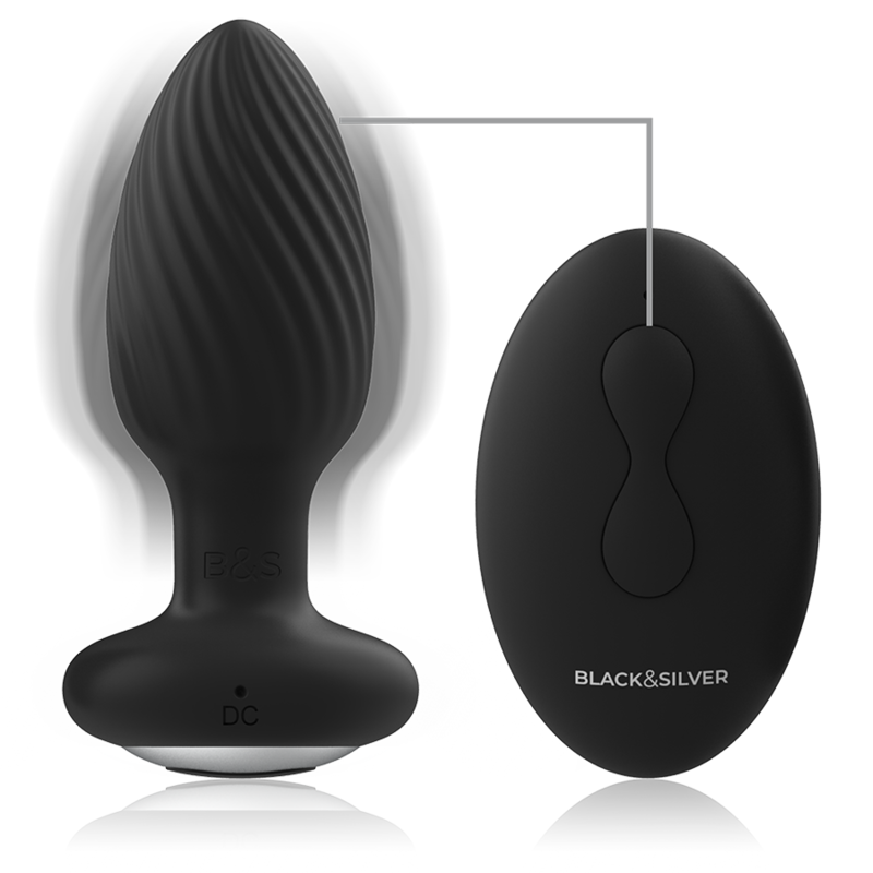 BLACK&SILVER - Welss Plug Silikon Anal Rotator Med Fjärrkontroll