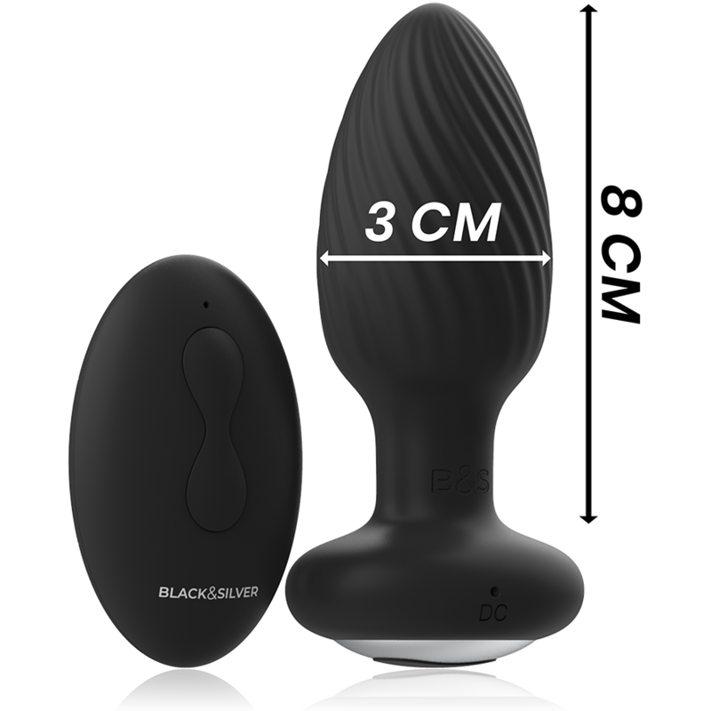 BLACK&SILVER - Welss Plug Silikon Anal Rotator Med Fjärrkontroll