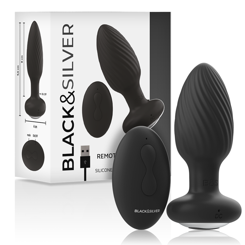 BLACK&SILVER - Welss Plug Silikon Anal Rotator Med Fjärrkontroll
