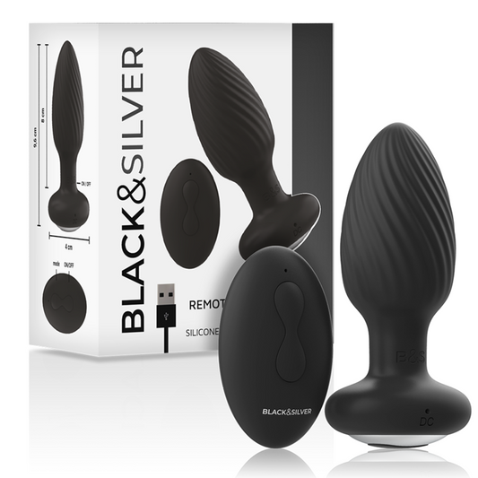 BLACK&SILVER - Welss Plug Silikon Anal Rotator Med Fjärrkontroll