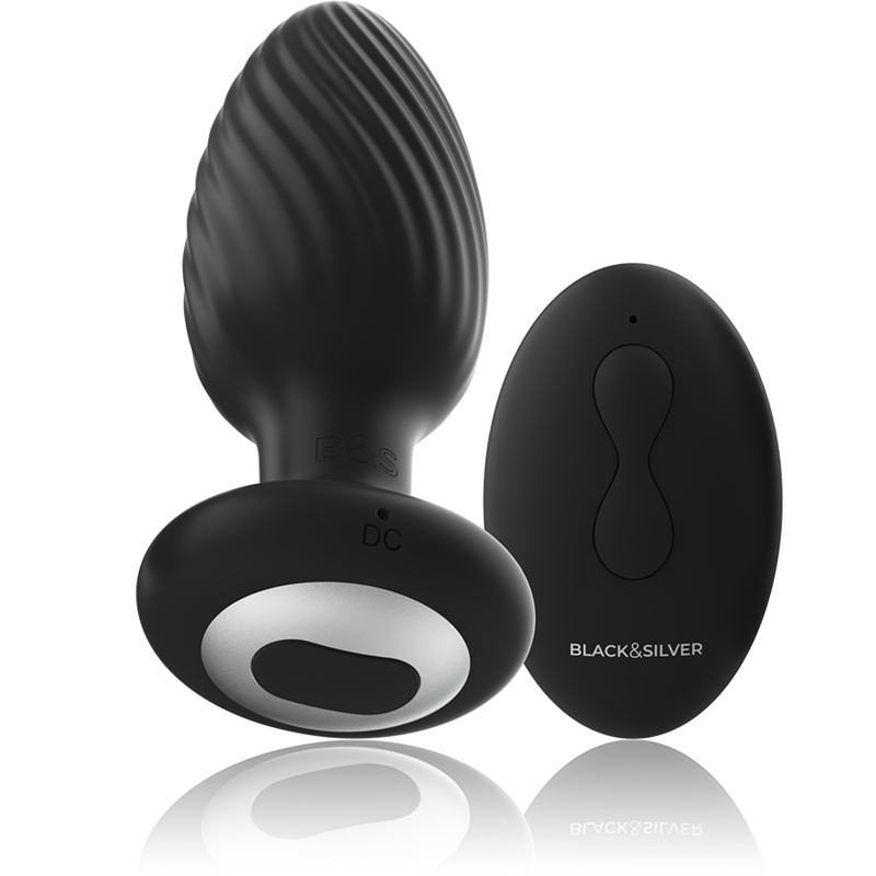 BLACK&SILVER - Welss Plug Silikon Anal Rotator Med Fjärrkontroll