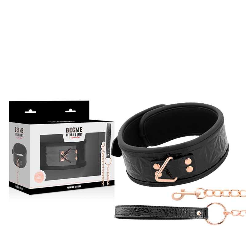 BEGME - BLACK EDITION PREMIUM VEGANSK LÄDERHALSBAND MED NEOPREN FODER