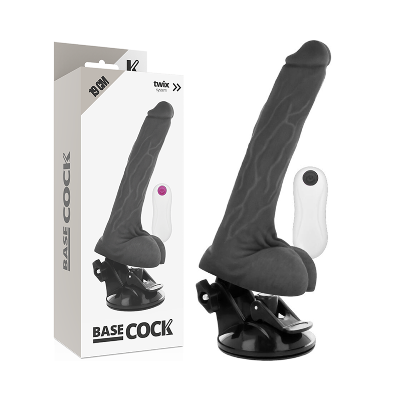BASECOCK realistisk vibrator med fjärrkontroll svart 19 cm