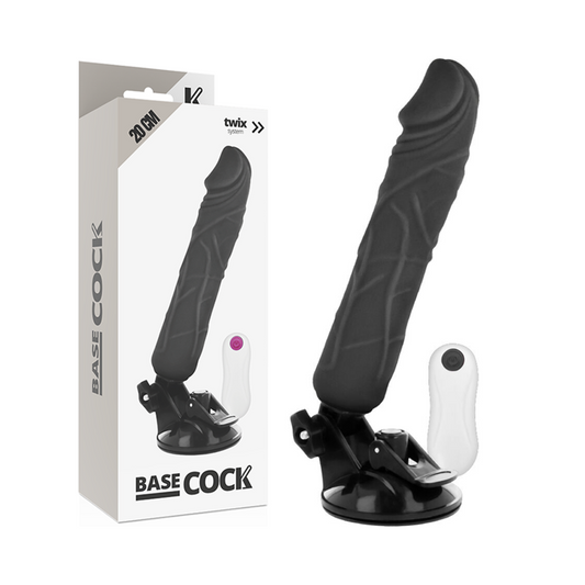 BASECOCK realistisk vibrator med fjärrkontroll svart 20 cm