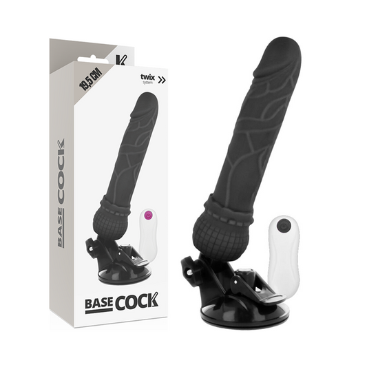 BASECOCK realistisk vibrator med fjärrkontroll svart 19,5 cm