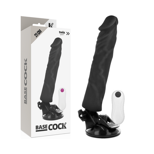 BASECOCK realistisk vibrator med fjärrkontroll svart 21 cm