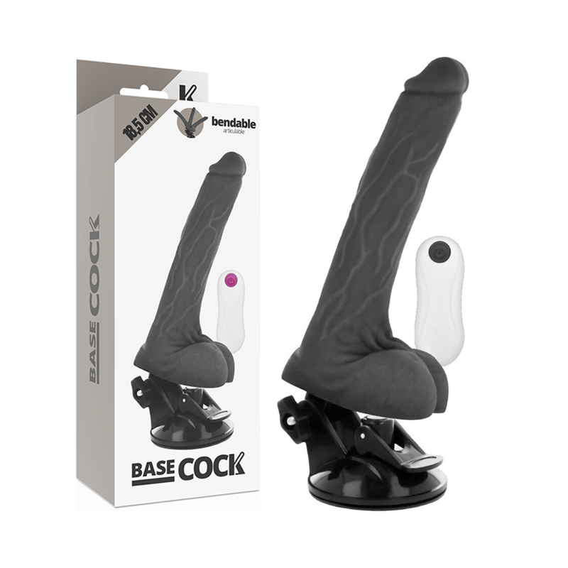 BASECOCK realistisk artikulerbar vibrator svart 18,5 cm