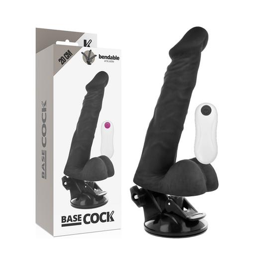 BASECOCK realistisk fjärrstyrd dildo svart 20 cm
