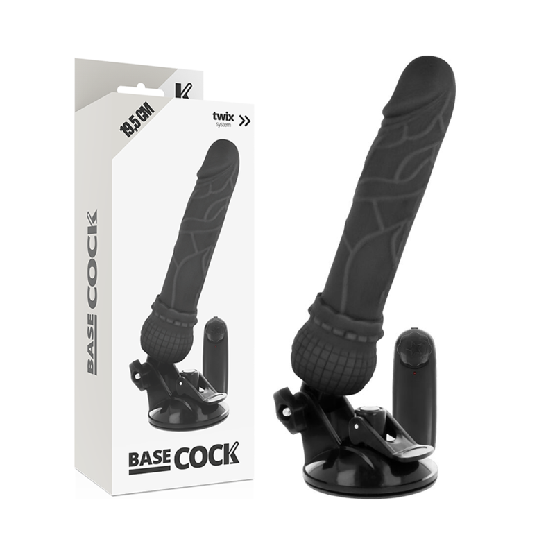 BASECOCK realistisk vibrator med fjärrkontroll svart 19,5 cm