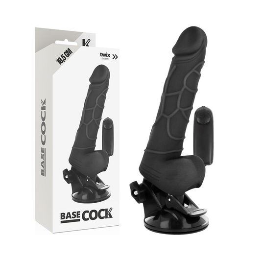 BASECOCK realistisk vibrator med fjärrkontroll svart 18,5 cm