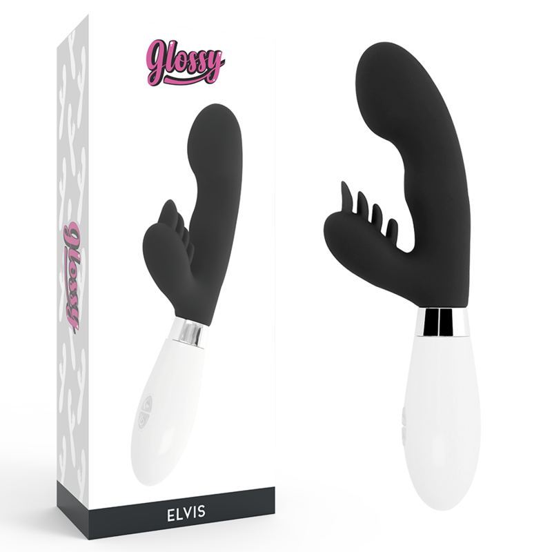 Silikonkaninmassager GLOSSY ELVIS RABBIT BLACK