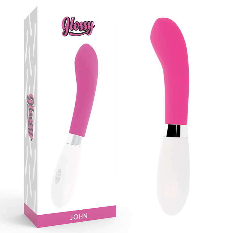 GLOSSY John Vibrator Pink med kurvform och 10 vibrationslägen