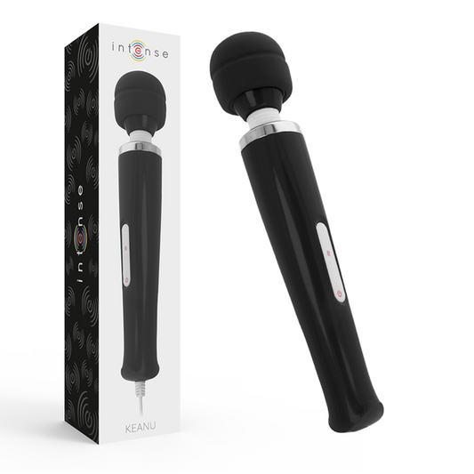 Svart massager med kraftfullt silikonhuvud