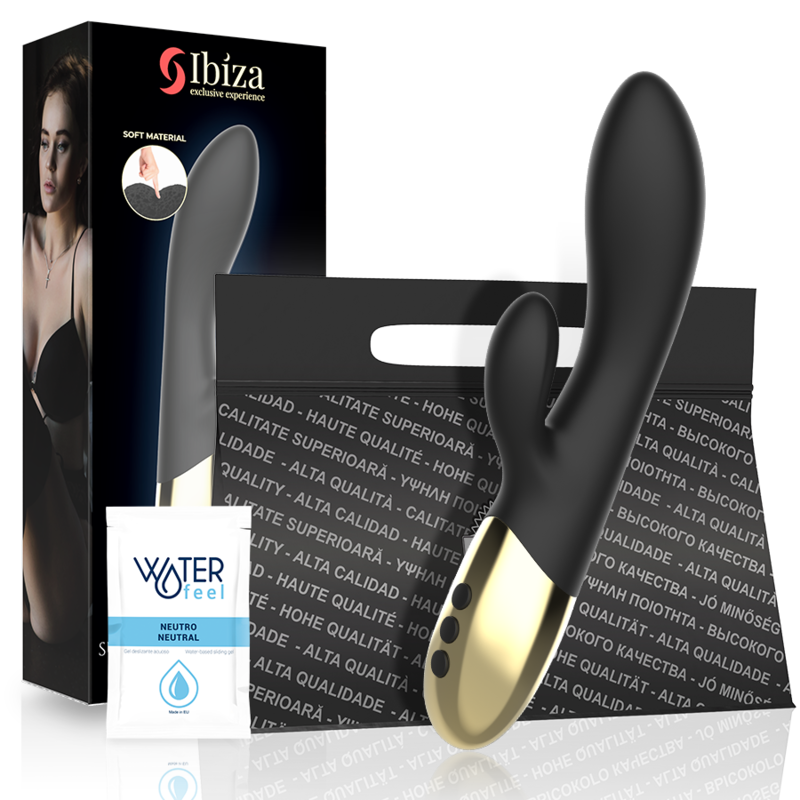 IBIZA Super Soft Rabbit Vibrator i svart och guld