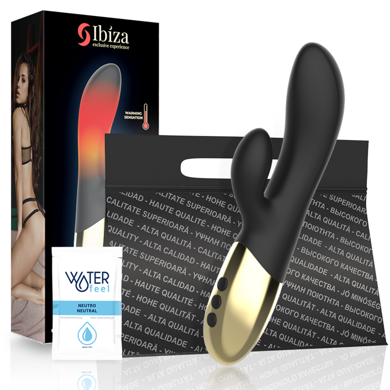 IBIZA värmande kanin vibrator i svart och guld