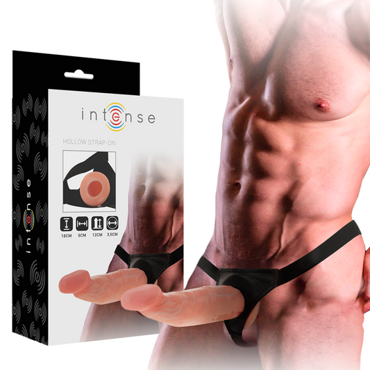 INTENSE - HOLLOW HARNESS MED DILDO 18 X 3.5 CM