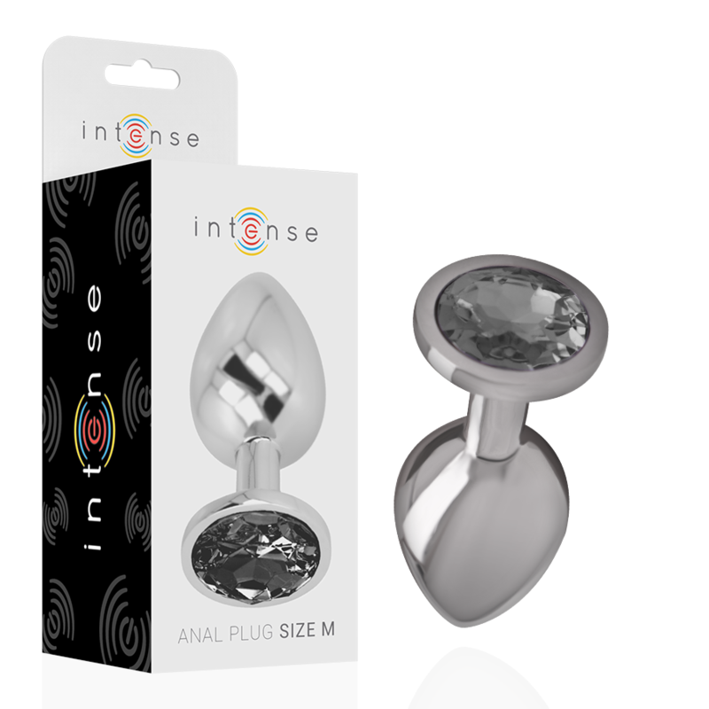 INTENSE Aluminium Metal Anal Plug med svart glas, storlek M
