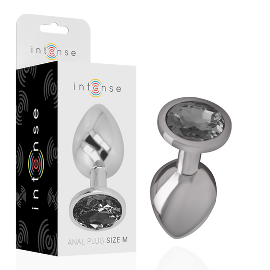 INTENSE Aluminium Metal Anal Plug med svart glas, storlek M