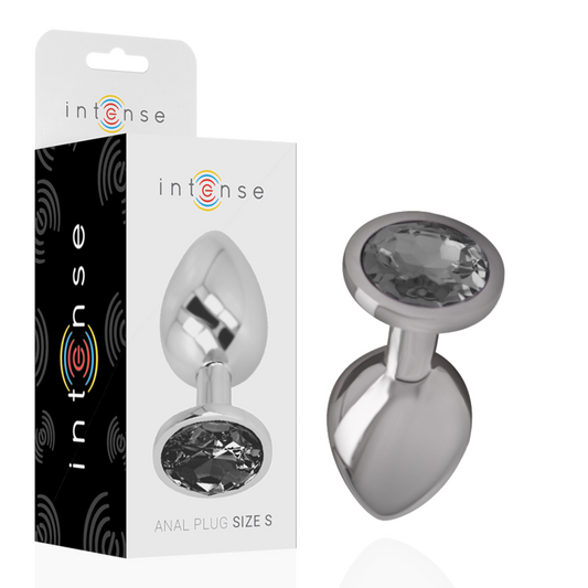 INTENSE Aluminium Metal Anal Plug med svart kristall, storlek S
