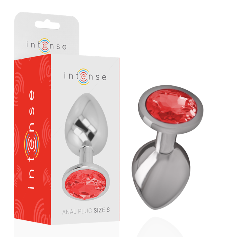 INTENSE Aluminium Metal Anal Plug med röd kristall, storlek S