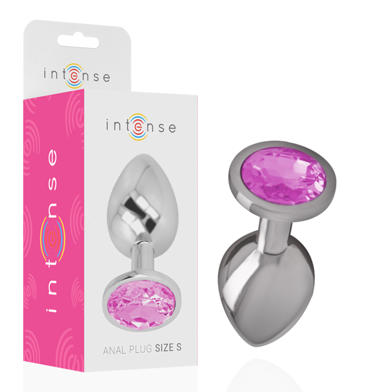 INTENSE - ANALPLUGG I ALUMINIUM MED ROSA KRISTALL STORLEK S