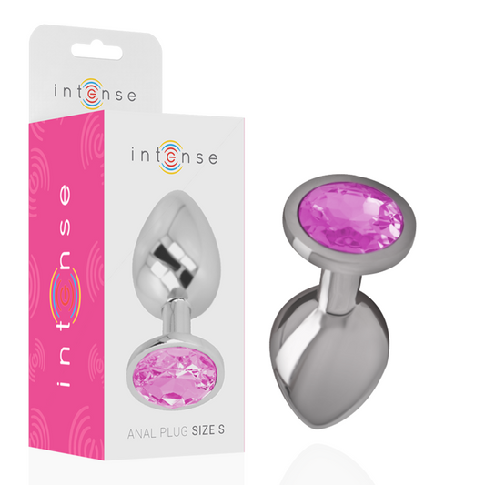 Analplugg i aluminium med rosa kristall, storlek S