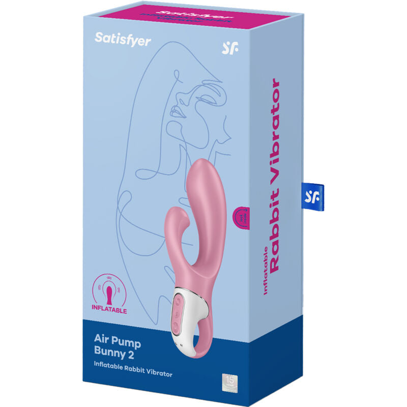 Satisfyer Air Pump Bunny 2 Pink, uppblåsbar vibrator