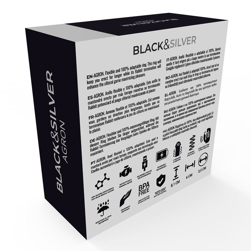 AGRON fjärrkontroll penisring i svart och silver