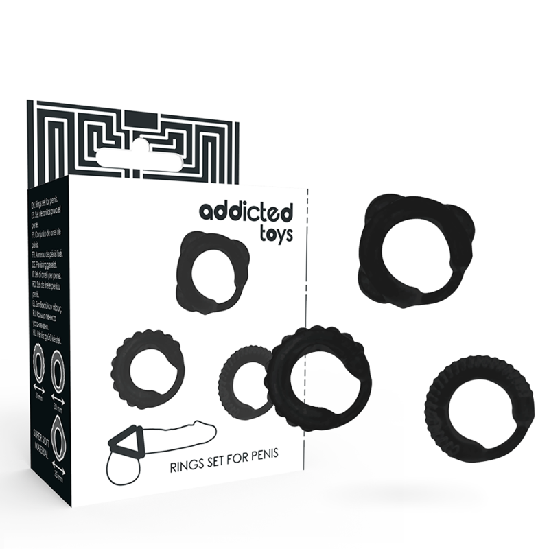ADDICTED TOYS C-RING SET BLACK för intensiv njutning