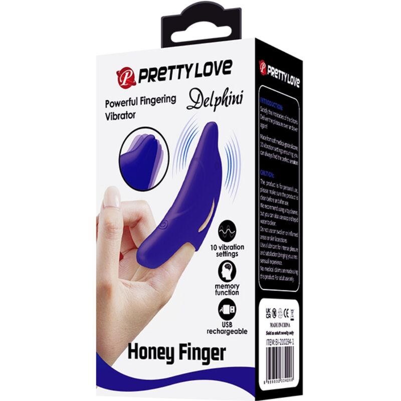 Pretty Love Delphini mörkblå fingerstimulator