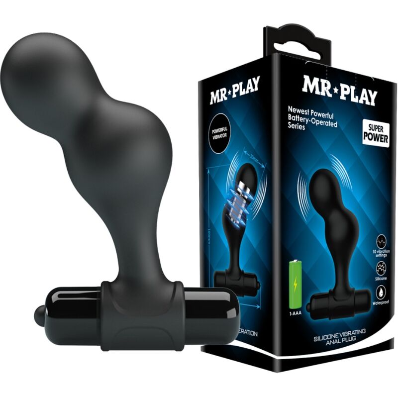 MR PLAY svart silikon vibrator analplugg