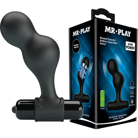 MR PLAY svart silikon vibrator analplugg