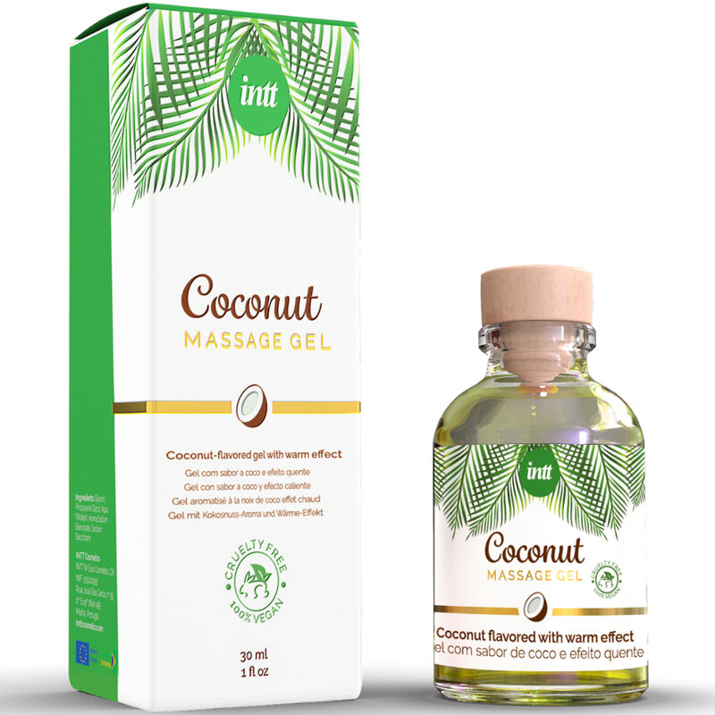 INTT vegansk massagegel med kokossmak och värmeeffekt 30 ml