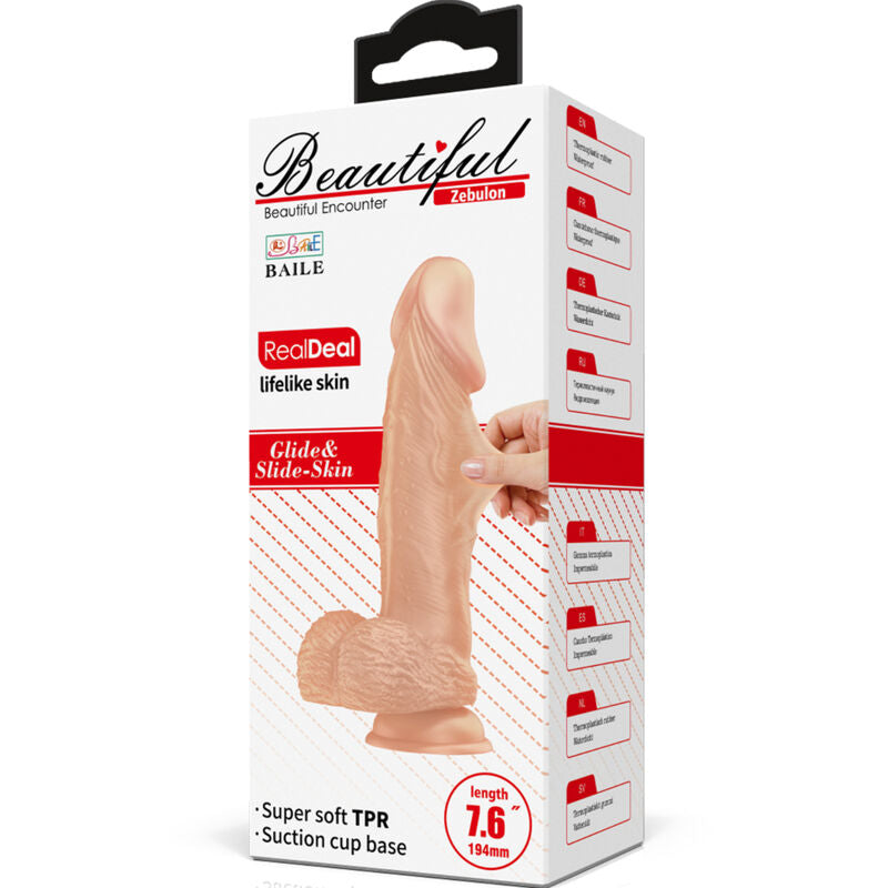 BAILE - BEAUTIFUL ENCOUNTER ZEBULON FLEXIBLE REALISTISK DILDO 19,4 CM NATURLIG