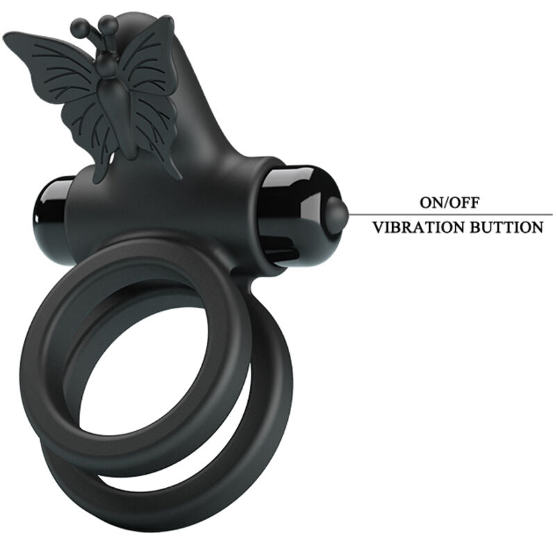 Dubbelsidig vibrerande ring med svart stimulator