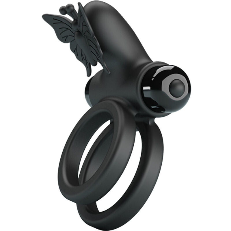 Dubbelsidig vibrerande ring med svart stimulator