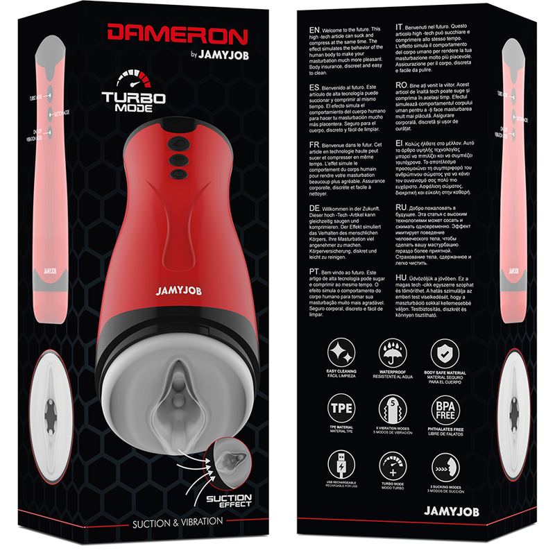 JAMYJOB Dameron masturbator med sug och vibrationsfunktion