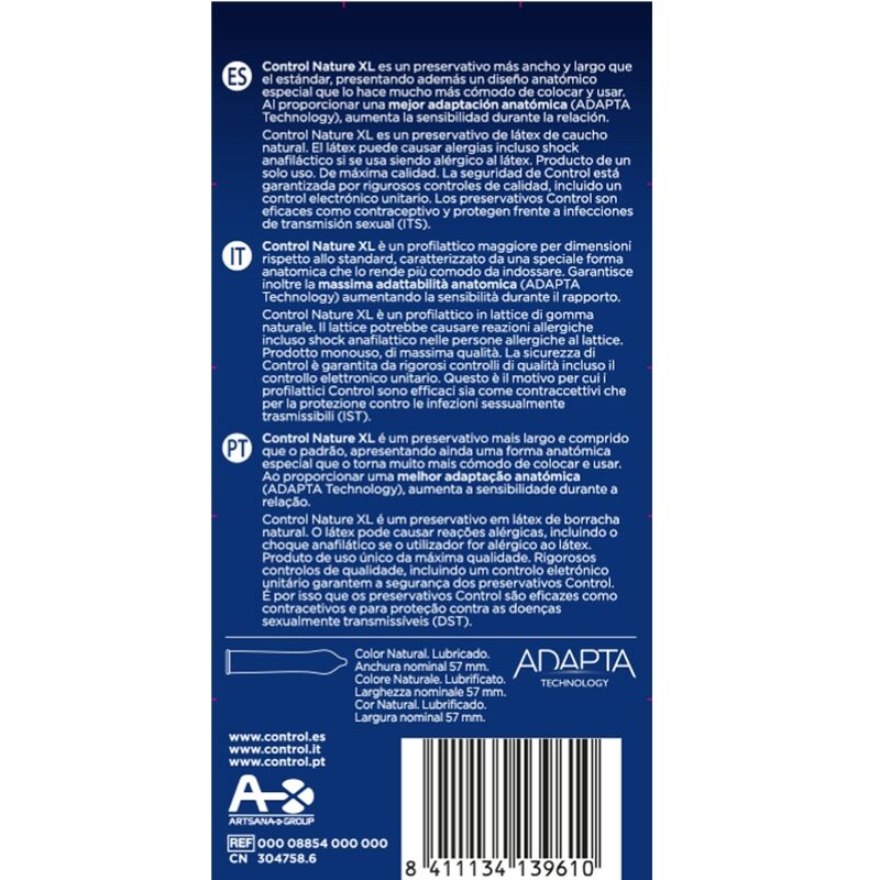 CONTROL - ADAPTA NATURE XL KONDOMER 12 ENHETER