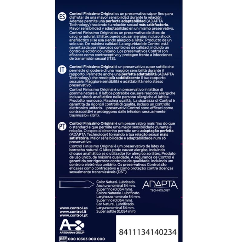 CONTROL - FINISSIMO ORIGINAL kondomer, 6 enheter