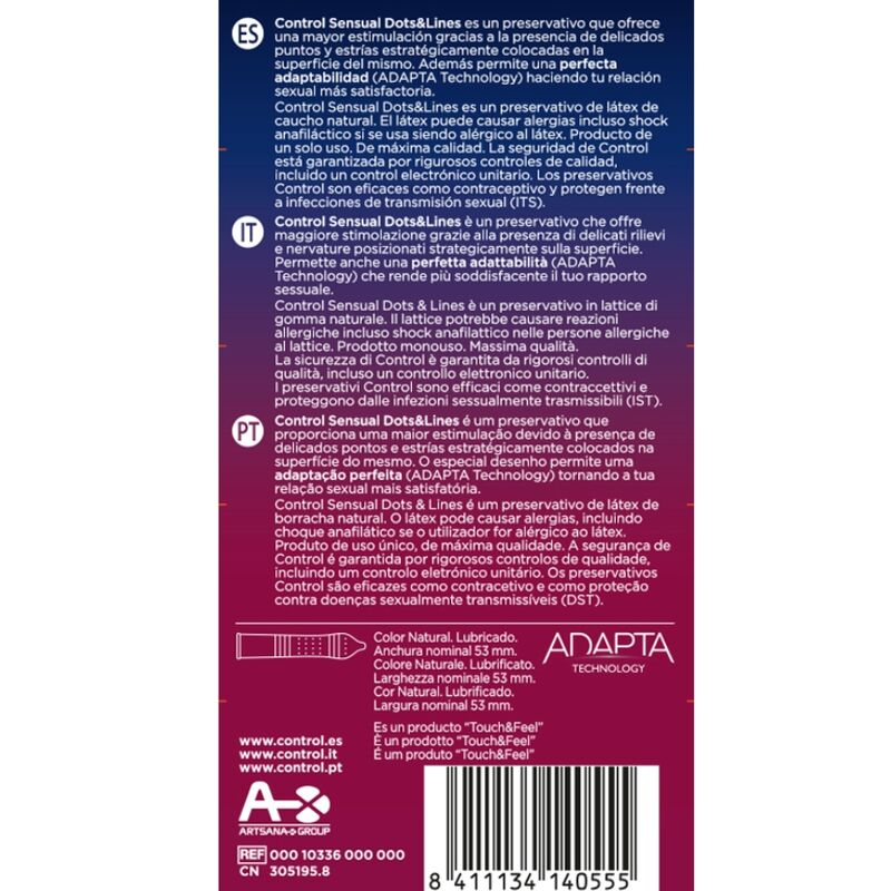 Control Sensual Dots & Lines kondomer 12 enheter