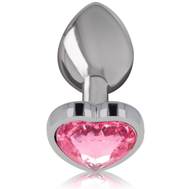 INTENSE - ANALPLUGG I ALUMINIUM MED PINK HJÄRTA STORLEK S
