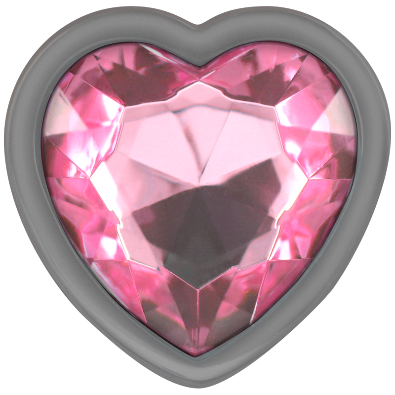 INTENSE - ANALPLUGG I ALUMINIUM MED PINK HJÄRTA STORLEK S