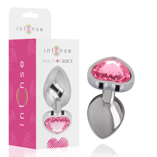 INTENSE - ANALPLUGG I ALUMINIUM MED PINK HJÄRTA STORLEK S