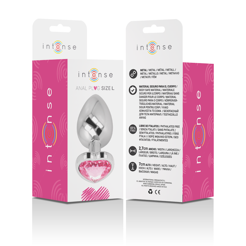 INTENSE - Aluminium Metal Anal Plug Pink Heart Storlek L