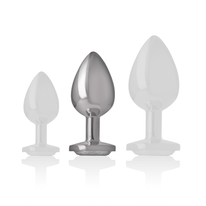 INTENSE - Aluminium Metal Anal Plug White Heart Size M