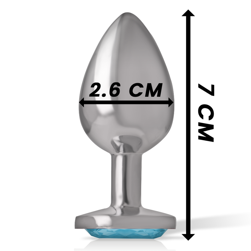 INTENSE analplugg i aluminium med blå hjärta, storlek S