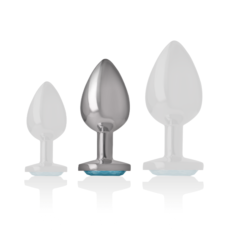 INTENSE - Aluminium Metal Anal Plug Blue Heart Size M