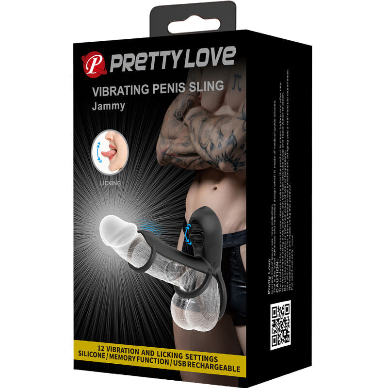 PRETTY LOVE Jammy Penis Sheath med 12 vibrationer och silikon